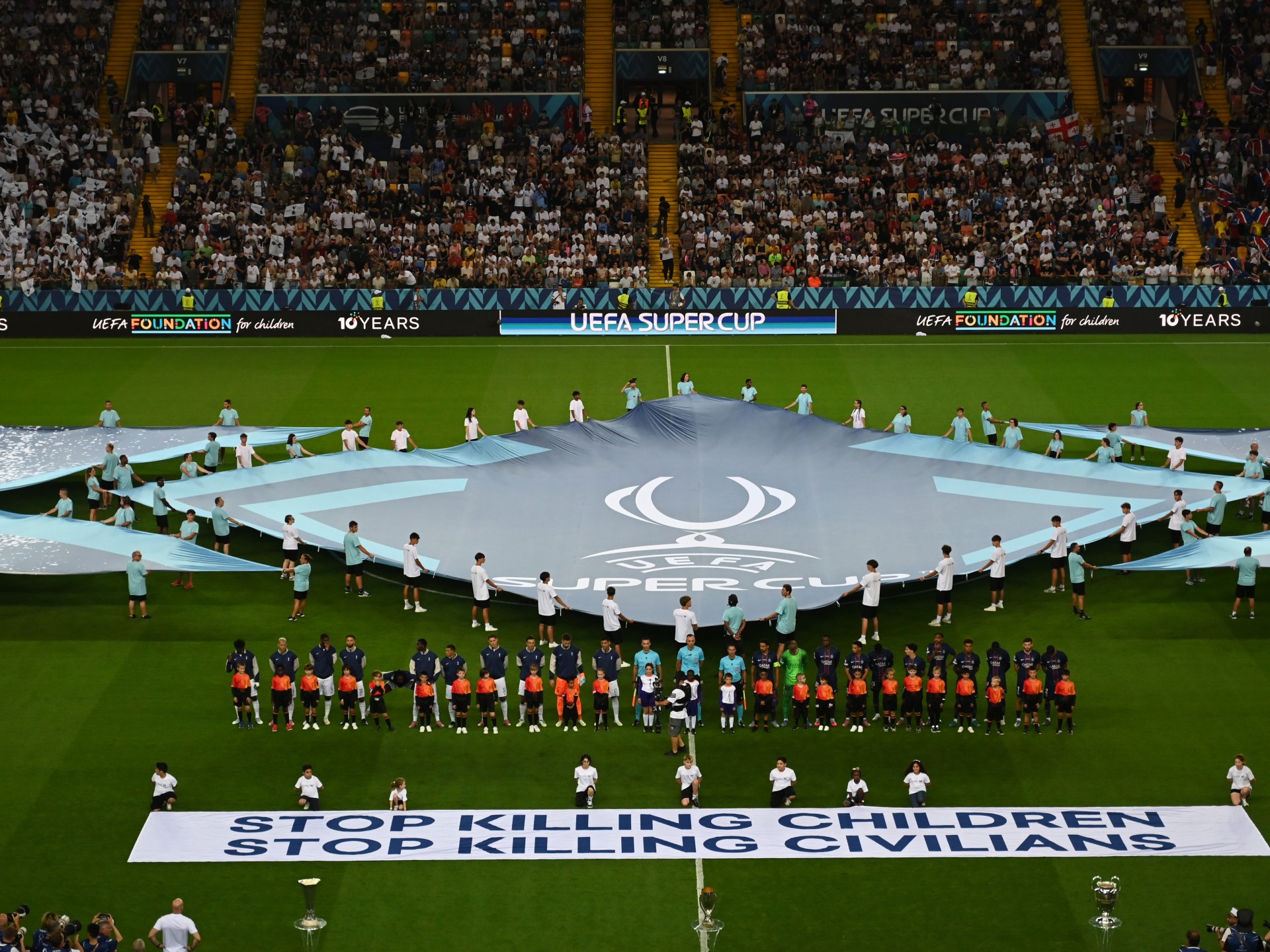 La UEFA despliega la pancarta de culpabilidad relacionada con Gaza después de las consecuencias del tributo palestino
