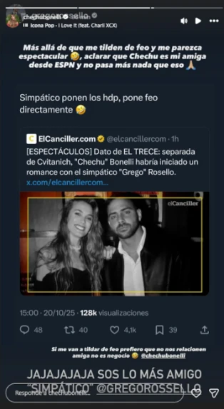 Chechu Bonelli rompió el silencio sobre su romance con Grego Rossello: “Sos lo más…” 2 Chechu Bonelli rompió el silencio sobre su romance con Grego Rossello: “Sos lo más…”