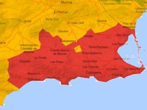 Alerta roja en Murcia y el este de España por lluvias torrenciales