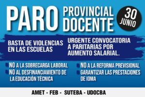 Docentes bonaerenses van al paro y reclaman la paritaria provincial